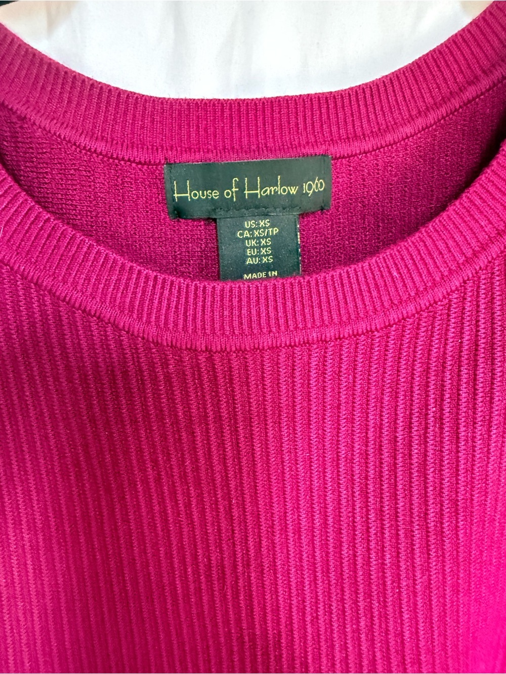 House of Harlow 1960 Ribbed Crop Tank - Deep Berry - Picture 3 of 4